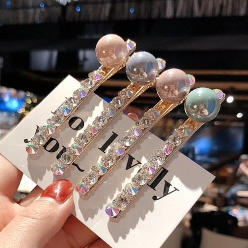 2019 Fashion Pearl rhinestone hairpin ball side clip Accessories For Women Girls Hairgrip Hair Clamp Hairclip Headwear