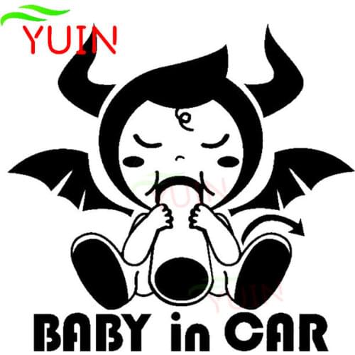 Car Sticker Baby In The Cars Interesting Decoration Accessories Cute Decals Creative Horns PVC Sunscreen Waterproof Stickers