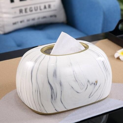 White Marble Storage Tissue Box Nordic Cute Creative Toilet Paper Holder Car Paper Towel Dispenser Rangement Home Storage BY50ZJ