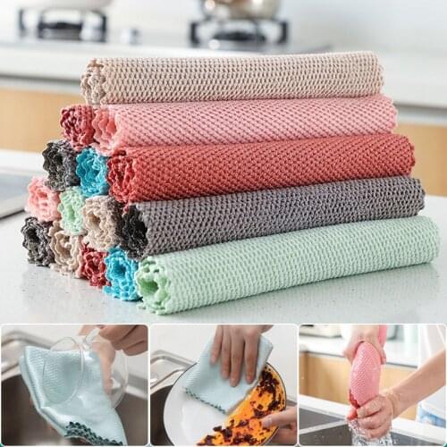 Household Fish Scale Rags Dish Cloths Kitchen Supplies Cleaning Glass Towels Cleaning Cloth Kitchen Accessories Home Supplies