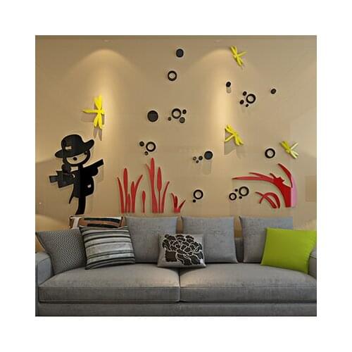 Scarecrow Crystal Acrylic 3D wall stickers For kids room Childrens room Cartoon creative Decorative wall stickers
