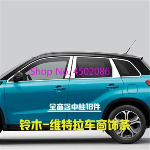 High quality stainless steel decorative window trim strip windows for Suzuki Vitara 2016 2017 2018 Car styling