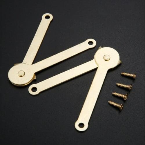 2Pcs Antique Yellow Lid Support Hinges Box Display Furniture Accessories Cabinet Door Kitchen Cupboard Hinges Lid Stays