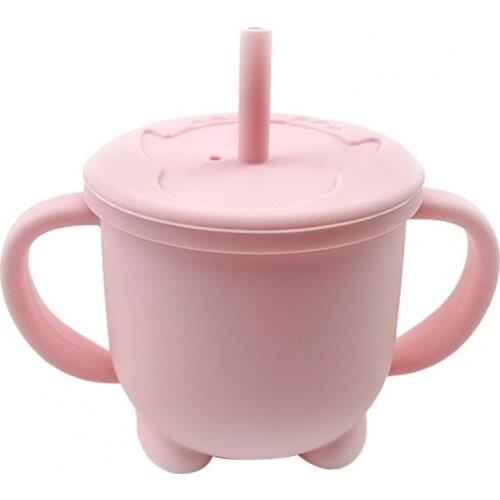 Baby Feeding Cups Silicone Sippy Snack Cup Leakproof Portable Training Cup For Kids With Silicone Sippy Cup Lids Solid