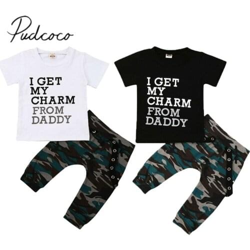 Pudcoco Toddler Kids Boys Daddy Tops T-shirt Camo Harem Pants Trousers 0-4T Infant Baby Boy Summer Clothes Outfits Set