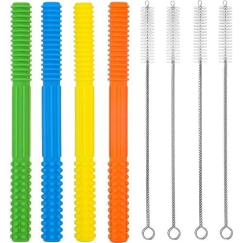 Kids Silicone Hollow Tube Teether Toy BPA Free Baby Teething Sensory Chew Molar Stick Infants Soother Nursing Gifts