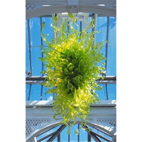 110v-240v 100% Handmade Green Chihuly Blown Glass Chandelier for Hotel Lobby