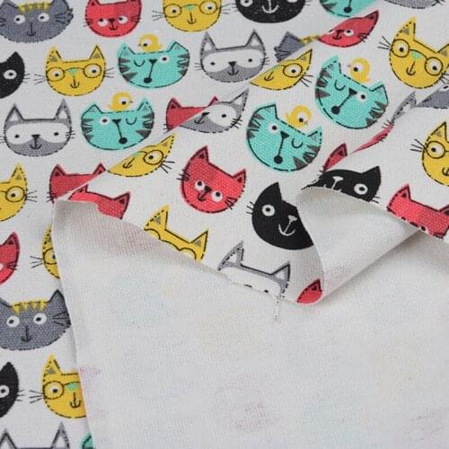 Good Thick Cartoon Owl Canvas Fabric for Bag Colored Owl Head Print Canvas Cotton Fabric Sewing Material Diy Sofa/luggage/pillow