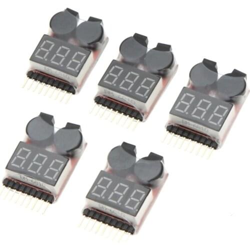 5Pcs 1-8S Indicator RC Li-ion Lipo Battery Tester Low Voltage Buzzer Alarm RC Tools