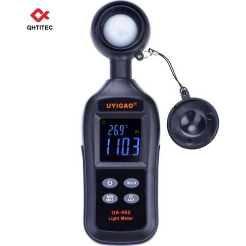 QHTITEC Light Meter Digital Illuminance Meter Range 200000 Lux Handheld Ambient Temperature Luxmeter Measurer with LCD Screen