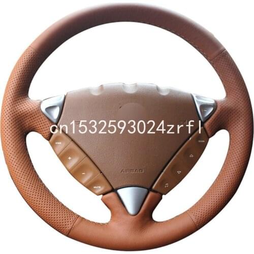 Brown Leather Auto Custom Steering Wheel Covers for Porsche Cayenne S 2003-2010 Porsche Cayenne Base 2008 2009 Accessories