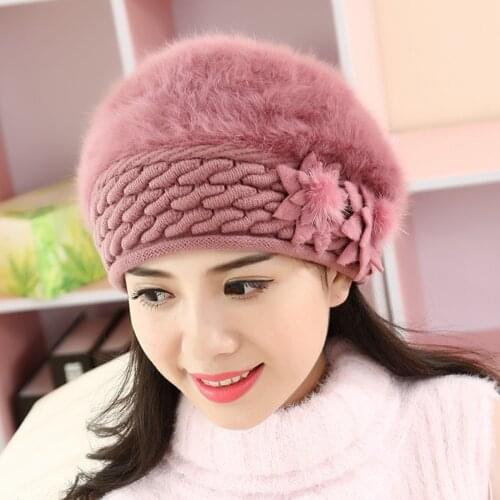 Top Selling 2021 New Women Cotton Cap Slouch Baggy Winter Warm Soft Crochet Female Hat Ladies Fashion Flower Hats Dropshipping