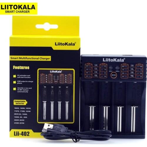 LiitoKala Lii-402 lii402 18650 Battery Charger for 3.7V 26650 16340 3.85V ICR14500 3.2V LiFePO4 1.2V Ni-MH Ni-Cd smart charger