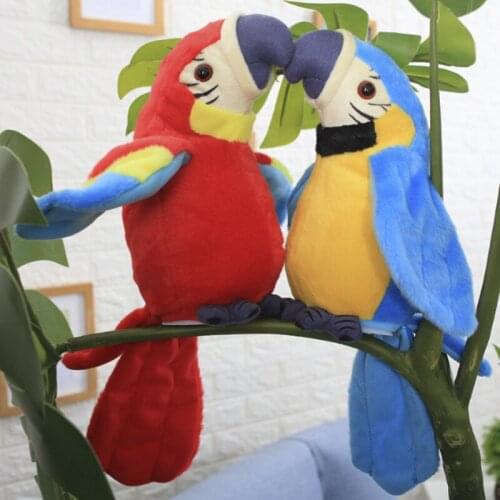 Cute Electric Parrot Stuffed Doll Toy Decor Recording Plush Toy Funny Wing Birds Toys For Kids Baby