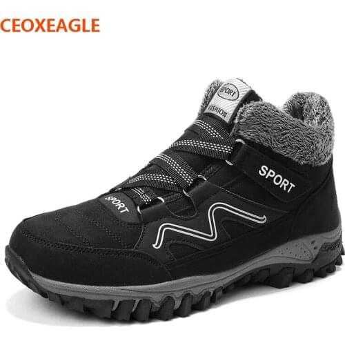 Men Boots Winter With Fur 2018 Warm Woman Snow Boots Men Winter Boots Work Shoes Men Footwear Fashion Rubber Ankle Shoes 36-44