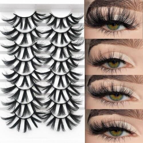 3D Faux Mink False Eyelashes 8 Pairs Thick Fluffy Voluminous Natural Long False Eyelashes Eye Lash Extension Tool Beauty Makeup
