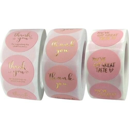 1inch Pink Thank You Sealing Labels Stickers Handmade Scrapbooking Sticker Gift Packing Sticker for Birthday Wedding Party Decor