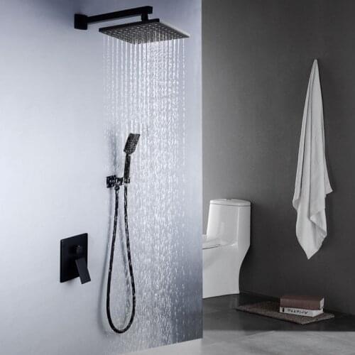 Luxury Black Bath Shower Mixer 2 Way Shower Set Rainfall Ceiling Mounted Shower Head In Wall Rain Shower Faucet with Handshower
