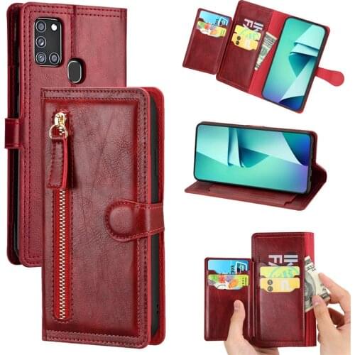Zipper Multifunctional Wallet Case For Samsung Galaxy A21S A 21S Magnetic Shockproof Cover for Galaxcy A21 A 21 Flip Case