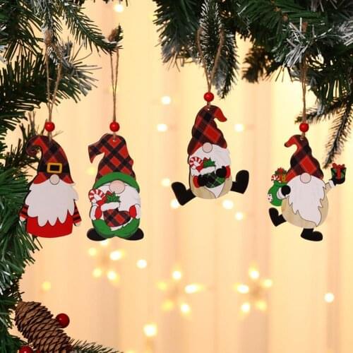 Christmas Ornaments New Year Wooden Christmas Tree DIY Elk Pendant Noel Christmas Hang Decorations For Home