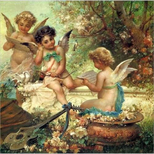Counted Cross Stitch Kits Needlework Embroidery - Crafts 14 ct Aida DMC Color DIY Arts Handmade Home Decor - Happy Little Angel