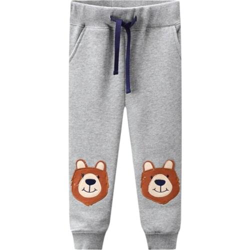 Jumping Meters Winter Autumn Animals Embroidery Boys Girls Sweatpants Baby Drawstring Long Pants Kids Clothing