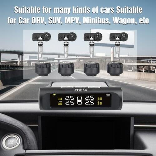 TPMS Tire Pressure Alarm Sensor Monitor System Car Display Internal / External Solar Power Charging Temperature Warning