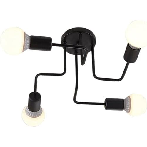 Sharelife Retro Nostalgia Cafe Bar Light Wrought Iron Multiple Rod 4 Heads Creative Personality LED Chandelier Home Lamp 4H