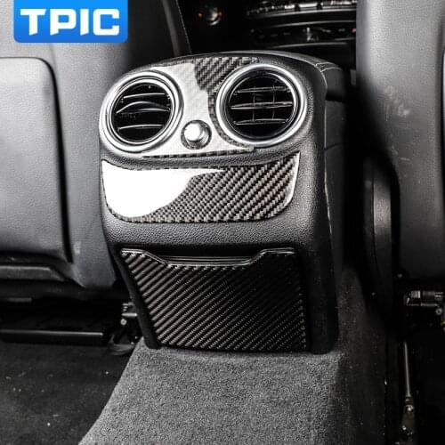 TPIC Carbon Fiber Sticker For Mercedes C Class W205 C180 C200 GLC Accessories Rear Armrest Storage Box Panel Cover Trim Sticker