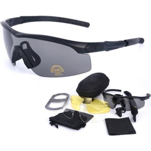 Military Bulletproof Glasses Outdoor Tactical Goggles Shooting Cs Riding Mountaineering Polarized Three Sets Of Lenses