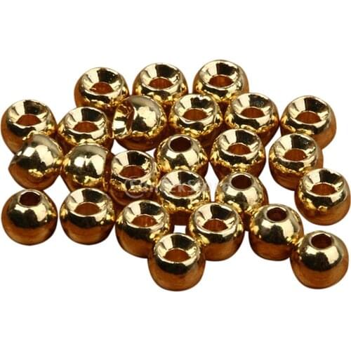 25pcs Tungsten Slotted Fly Tying Beads Nymph Head Ball Beads Craft Fishing Tackle Accessories 2.4mm/3.3mm/4mm/4.6mm Black/Gold