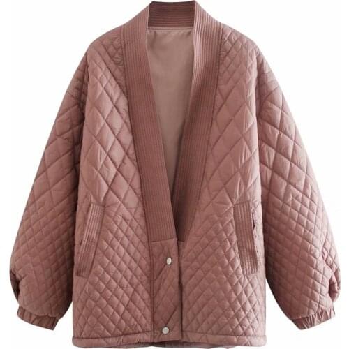 Womens Warm Elegant Jacket Womens Solid Color Oversized Parka Coat for Fall/winter 2021 V-neck Retro Check Button Pocket