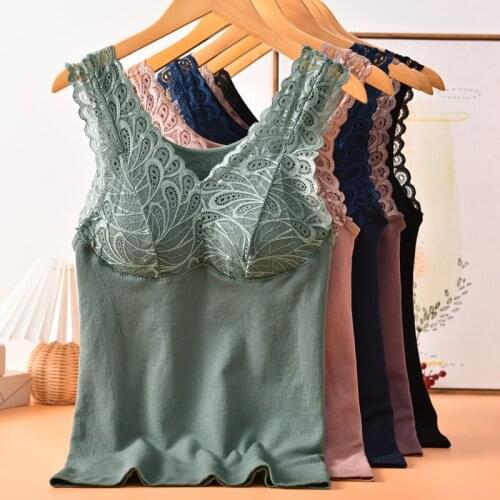 Womens Terry Warm Crop Top fashion Lace Tank Tops padded Bralette Female Tube top Thermal Sexy Underwear gilet femme top mujer