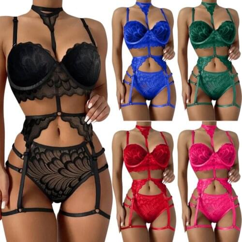Ladies Siamesed Sexy Underwear Summer Adults Women Creative Feather Embroidery Hanging Neck Backless Tie Up Jumpsuits
