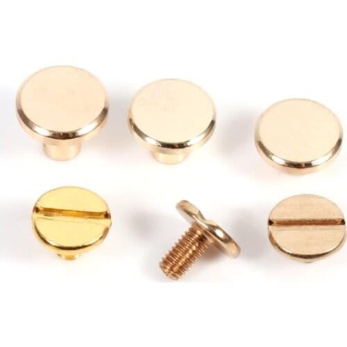10set/Lot Solid Brass Button Screws Stud Screw parafuso Nail Screwback for Leather Rivet Belt DIY Gold 5/6.5/8mm Optional