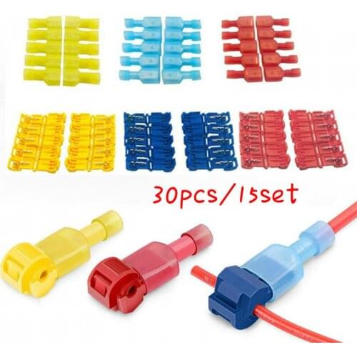 30PCS(15set) Quick Electrical Cable Connectors Snap Splice Lock Wire Terminal Crimp Wire Connector Waterproof Electric Connector