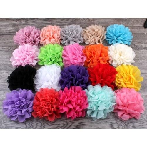 5pcs/lot 4.7" 20colors Fluffy Chiffon Mesh Lace Flowers For Children Hair Accessories Artificial Fabric Flowers For Headbands