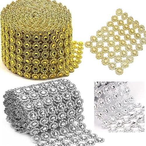 6 Rows of 10 Yards Rhinestone Crystal Ribbon Diamond Wrap Mesh Wrap Roll Wedding Hen Bridal Baby Shower Birthday Party Diy Favor