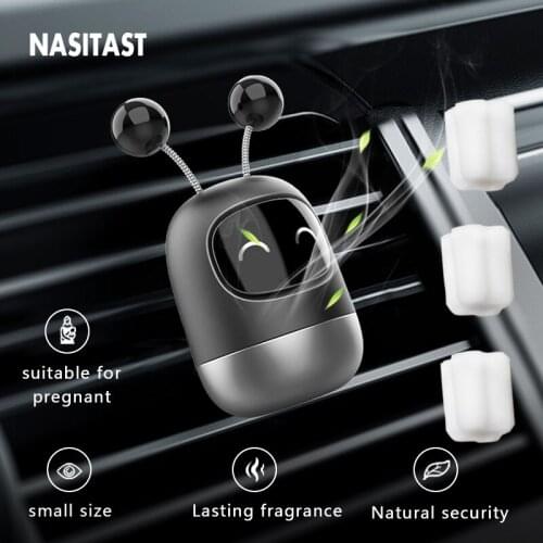 Car Air Freshener Cute Robot Aromatherapy Auto Air Outlet Perfume Long-lasting Fragrance Clip Diffuser With Solid Car Perfume