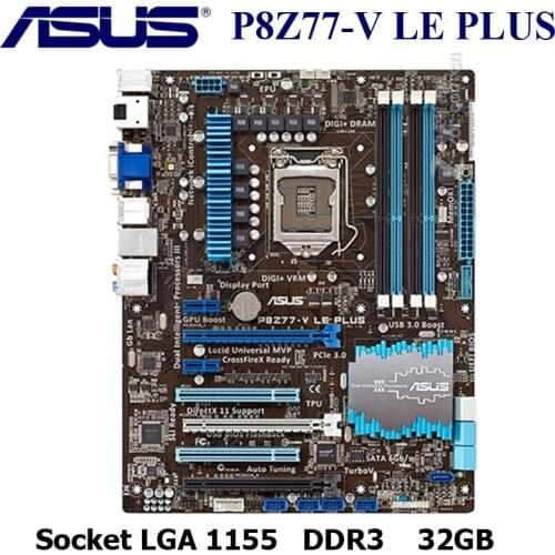 Used Asus P8Z77-V LE PLUS Motherbaord Intel Z77 LGA 1155 DDR3 32GB PCI-E 3.0 Z77 Original Desktop Asus Z77 Mainboard 1155 DDR3