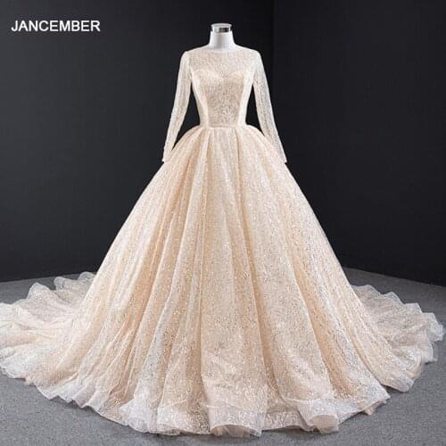 RSM67064 Shiny Luxury Elegant Pink Evening Dress Evening Party Long Sleeve Transparent Lace Metal Sequins Prom Activity Dress