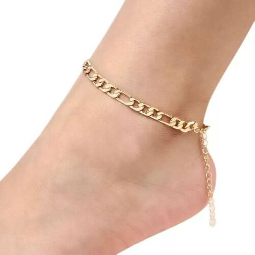 Stainless Steel Waterproof Non Oxidizing Beach Anklet Jewelry Wholesale Foot Bracelet Women Cuban Leg Link Barefoot Sandals