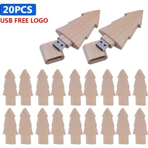 Wooden 20pcs free logo USB flash Drive USB 2.0 pendrive 64GB 32GB 16GB 8gb 4GB Flash Memory Stick 128GB U disk Creative gifts