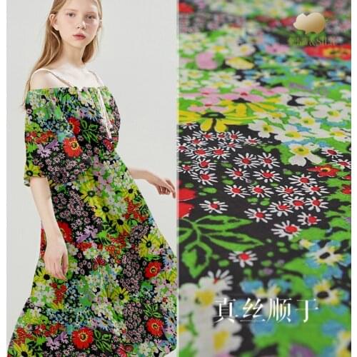 Silk smooth to the flower Light silk yarn fabric silk digital printing fabric scarf silk scarf women spring and summer
