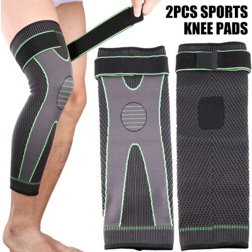 Hot Long Knee Protector Brace Leg Sleeve Warm Knee Pads Calf Knee Support Brace Protector For Football Sports Outdoor Running