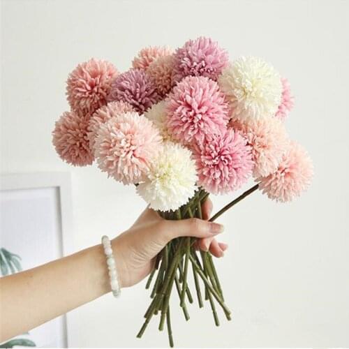 Artificial Flower Dandelion Single Head Thorn Ball Home Decoration Wedding 9 Colors Gifts For March 8th Fake Flowers