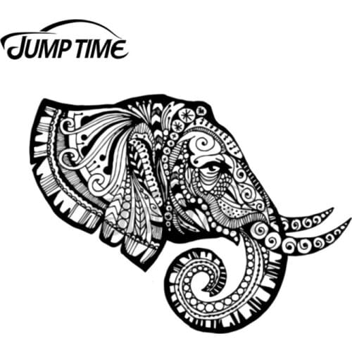 JumpTime 13 x 10.8cm Indian Elephant Mandala Art Graphic Design Pattern Bohemian Style Surfboard Car Stickers Personality Decal