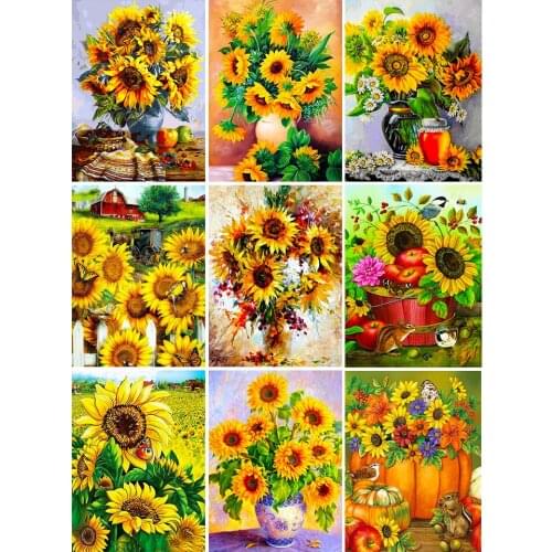 5D DIY Diamond Painting Sunflower Kit Full Drill Square Embroidery Mosaic Art Flower Picture of Rhinestones Home Decoration Sale