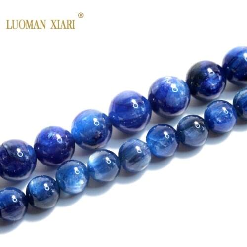 Fine AAA 100% Natural Kyanite Round Blue Gemstone Beads For jewelry Making 6/8 MM DIY Bracelet Necklace Strand 15.5