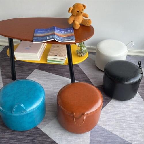 PU Square Stool with Handle Creative Home Furniture Living Room Stool Sofa Bedroom Shoe Seat Stools Furniture мебель для дома